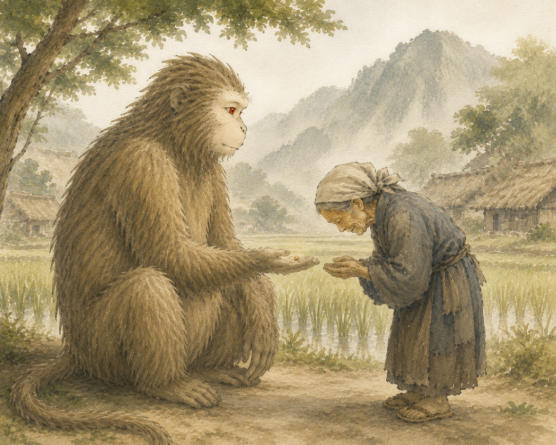 Illustration for Scene 05 of “Aka and Ao” — The First Gift