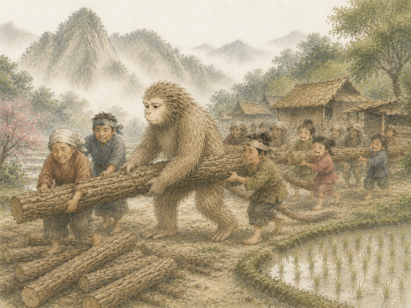 Illustration for Scene 14 of “Aka and Ao” — Working Together